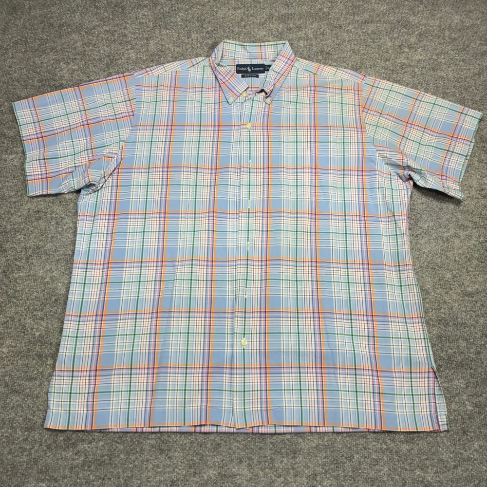 Ralph Lauren Bob Camp Dress Shirt Mens Large Plaid Short Sleeve Button Down - Picture 2 of 9